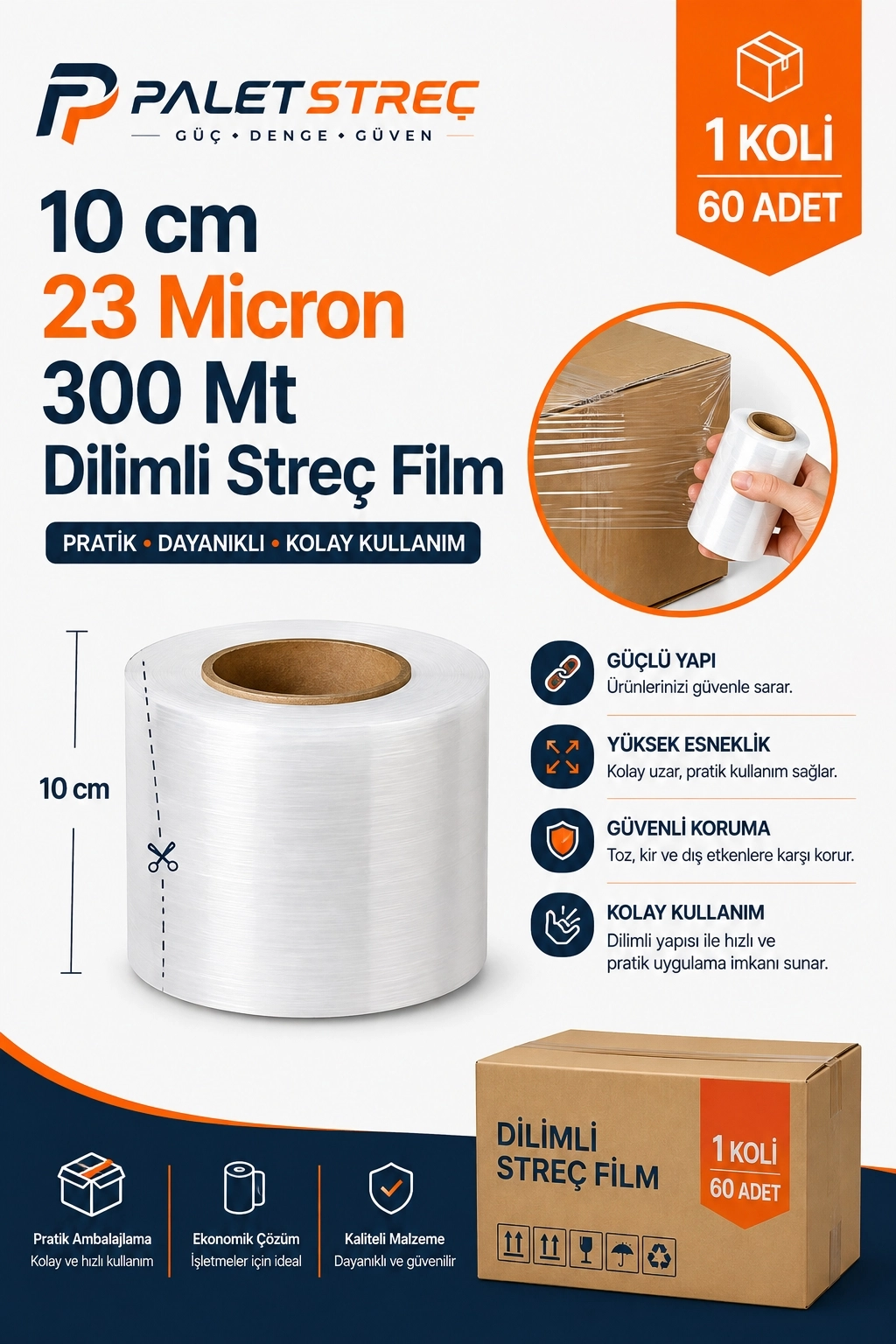 Dilimli Streç Film 17 cm 23 Mikron 300 Metre