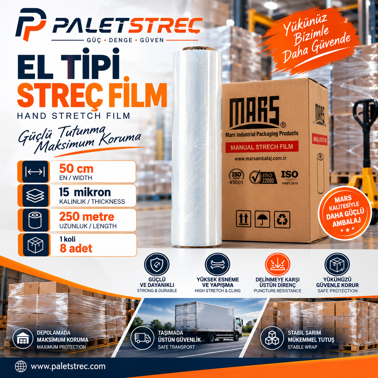 El Tipi Streç Film 50 cm 15 Mikron 250 Metre