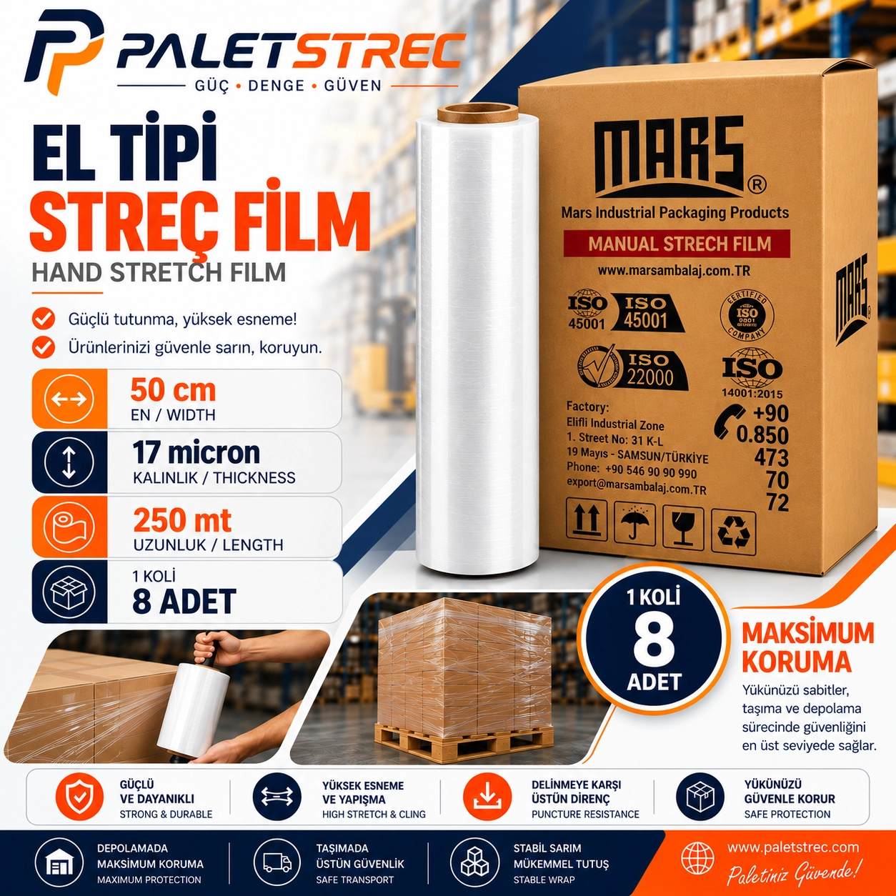 El Tipi Streç Film 50 cm 17 Mikron 250 Metre