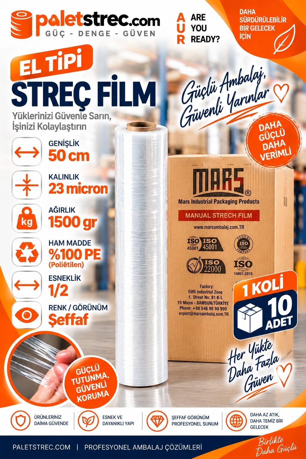 El Tipi Streç Film 50 cm 23 Mikron 1500 GR