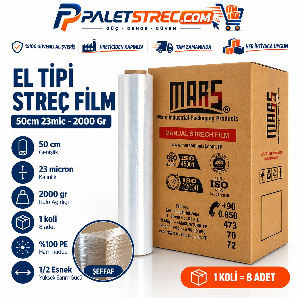 El Tipi Streç Film 50 cm 23 Mikron 2000 GR