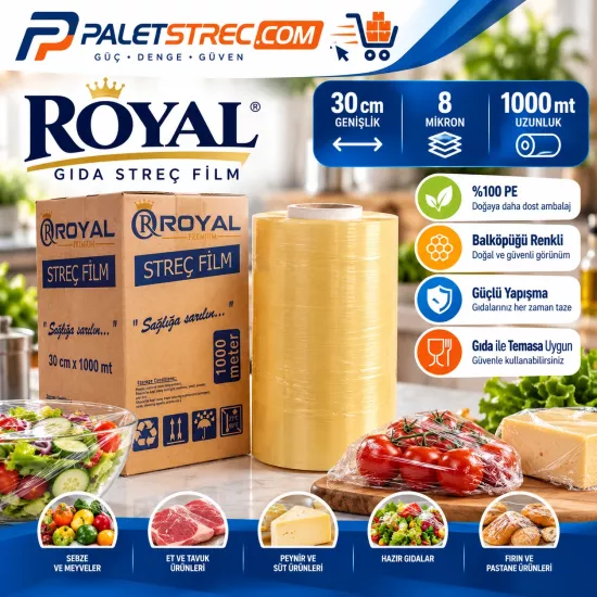 ROYAL Gıda Streç Film 30 cm 8 Mikron 1000 Metre
