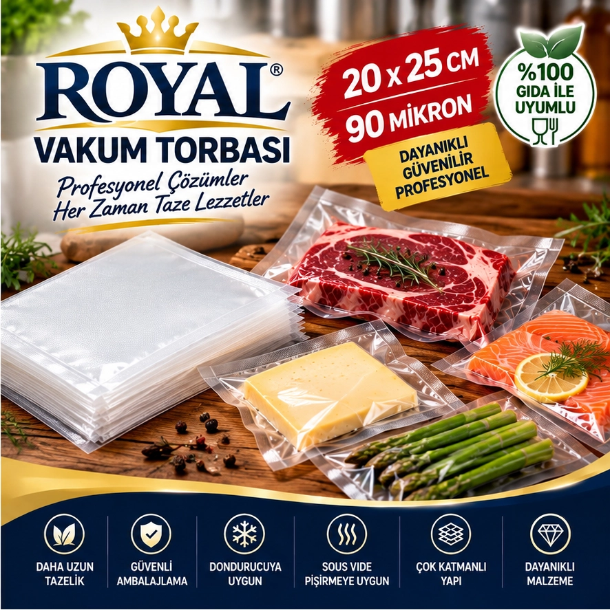 ROYAL Vakum Torbası 20x25 cm 90 Mikron