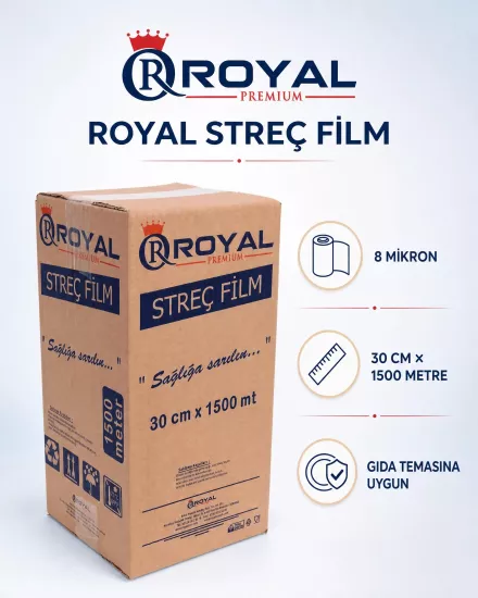 ROYAL Gıda Streç Film 8 Mikron 30 cm 1500 Metre ROYAL Gıda Streç Film 8 Mikron 30 cm 1500 Metre