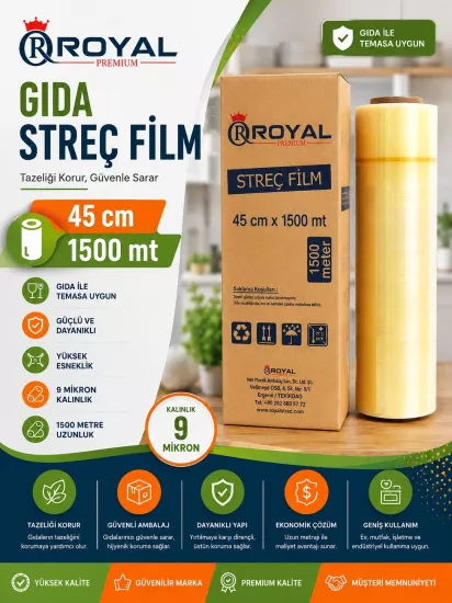 ROYAL 9 Mic 45 cm 1500 Mt Gıda Streç Film ROYAL 9 Mic 45 cm 1500 Mt Gıda Streç Film