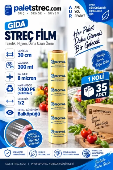 ROYAL 8 Mic 30 cm 300 Mt Gıda Streç Film | OPP Amb ROYAL 8 Mic 30 cm 300 Mt Gıda Streç Film | OPP Amb