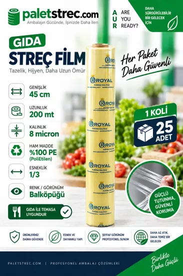 ROYAL 8 Mic 45 cm 200 mt Gıda Streç Film ROYAL 8 Mic 45 cm 200 mt Gıda Streç Film