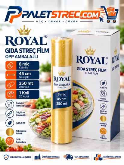 ROYAL 8 Mic 45 cm 250 Mt Gıda Streç Film ROYAL 8 Mic 45 cm 250 Mt Gıda Streç Film