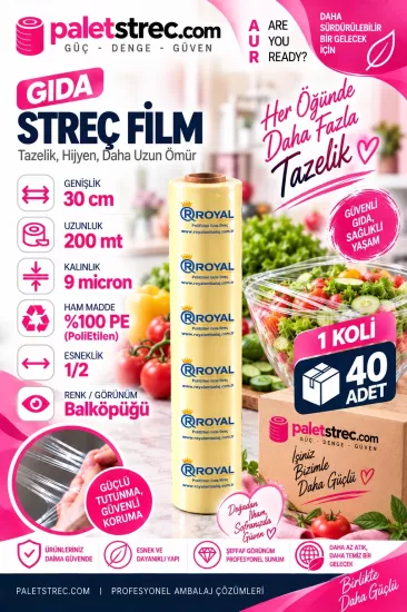ROYAL 9 Mic 30 cm 200 Mt Gıda Streç Film | OPP Amb ROYAL 9 Mic 30 cm 200 Mt Gıda Streç Film | OPP Amb