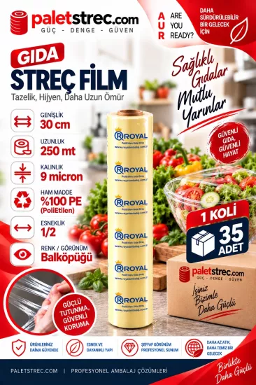 ROYAL 9 Mic 30 cm 250 Mt Gıda Streç Film | OPP Amb ROYAL 9 Mic 30 cm 250 Mt Gıda Streç Film | OPP Amb