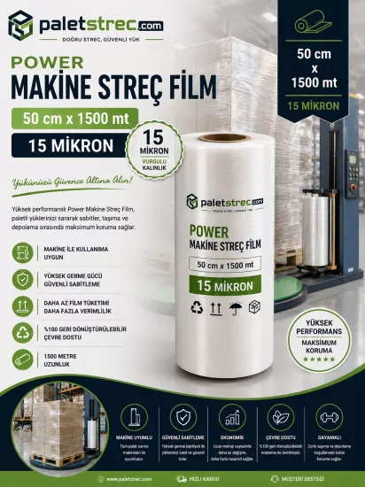 15 Micron 1500 Mt Power Makine Streç Film | 50 cm 15 Micron 1500 Mt Power Makine Streç Film | 50 cm