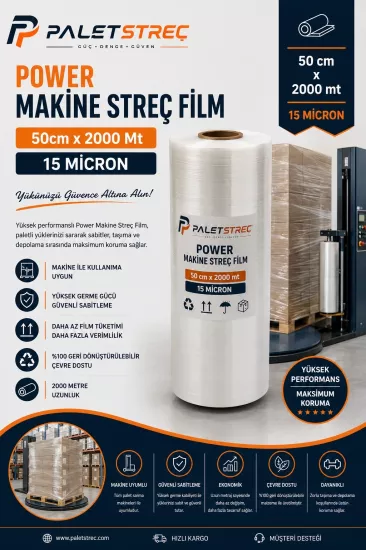 15 Micron 2000 Mt Power Makine Streç Film | 50 cm 15 Micron 2000 Mt Power Makine Streç Film | 50 cm