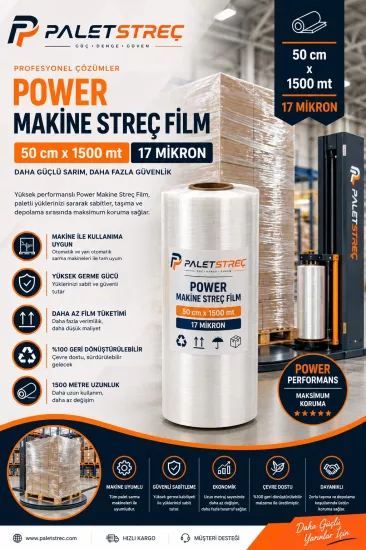 17 Micron 1500 Mt Power Makine Streç Film | 50 cm 17 Micron 1500 Mt Power Makine Streç Film | 50 cm