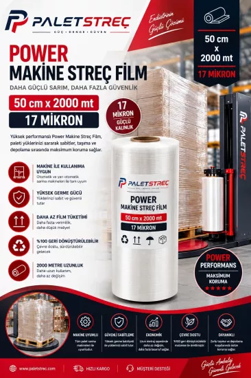 17 Micron 2000 Mt Power Makine Streç Film | 50 cm 17 Micron 2000 Mt Power Makine Streç Film | 50 cm