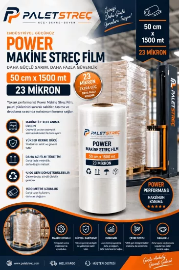 23 Micron 1500 Mt Power Makine Streç Film | 50 cm 23 Micron 1500 Mt Power Makine Streç Film | 50 cm