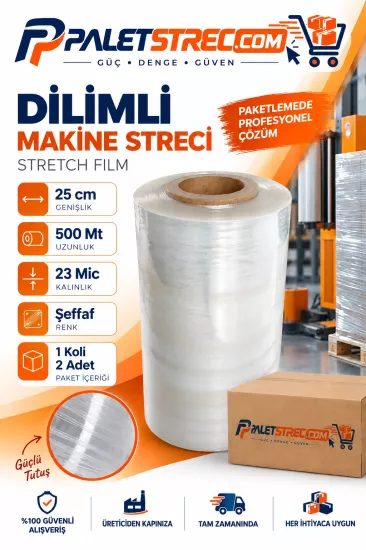 23 Mikron 25 cm 500 Metre Makine Streç Film 23 Mikron 25 cm 500 Metre Makine Streç Film