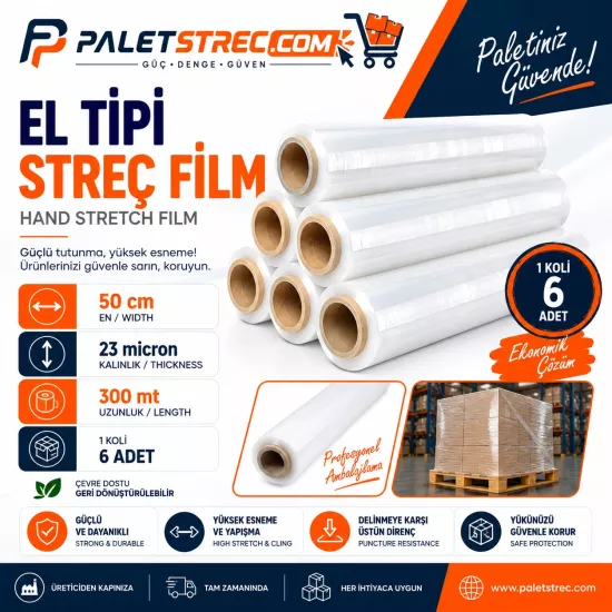 23 Mikron 300 Metre El Tipi Streç Film (23x300)