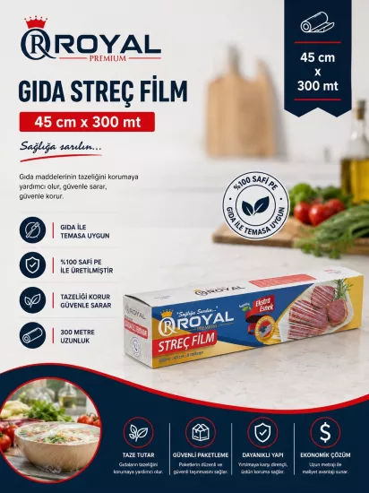 Royal Gıda Streç Film 8mic 45 cm 300 Mt-PaletStrec Royal Gıda Streç Film 8mic 45 cm 300 Mt-PaletStrec