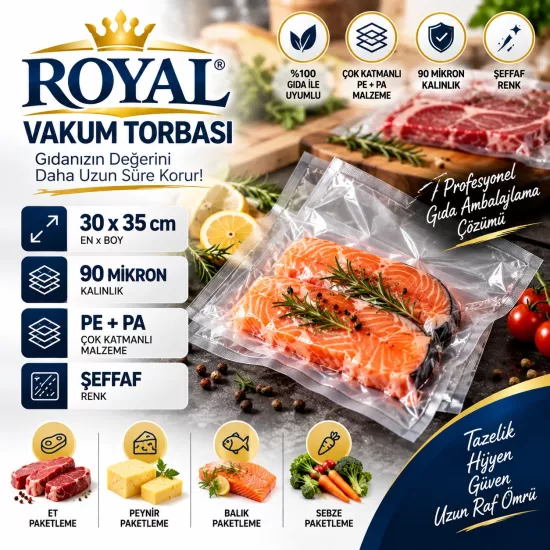 ROYAL Vakum Torbası 30x35 cm 90 Mikron ROYAL Vakum Torbası 30x35 cm 90 Mikron