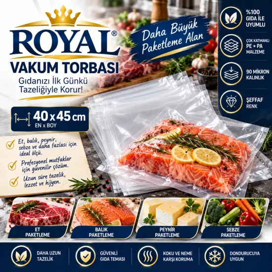 ROYAL Vakum Torbası 40x45 cm 90 Mikron ROYAL Vakum Torbası 40x45 cm 90 Mikron