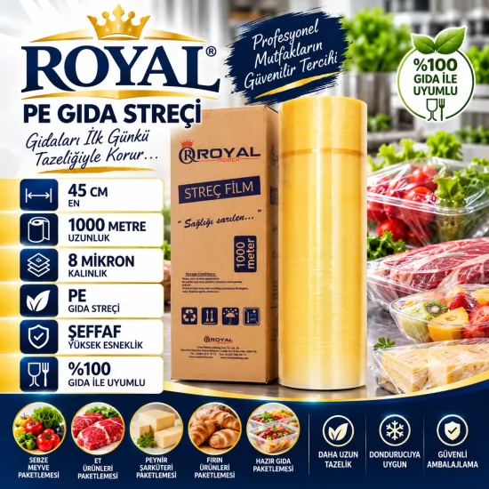 ROYAL PE Gıda Streci 45x1000 8 Mikron