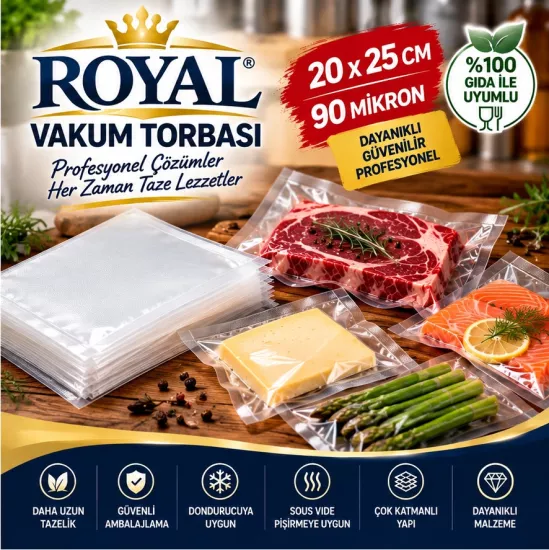 ROYAL Vakum Torbası 20x25 cm 90 Mikron ROYAL Vakum Torbası 20x25 cm 90 Mikron
