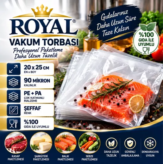 ROYAL Vakum Torbası 20x25 cm 90 Mikron ROYAL Vakum Torbası 20x25 cm 90 Mikron