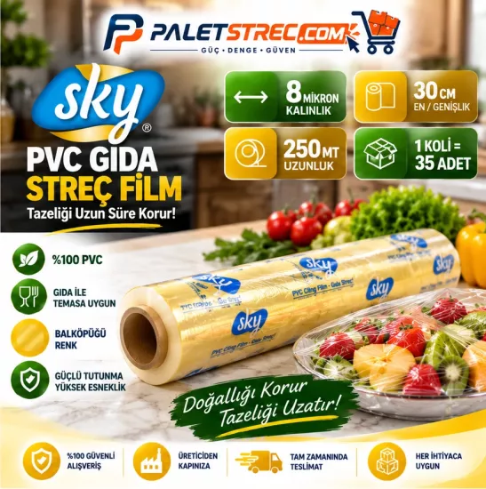 SKY PVC Gıda Streci 30x250 8 Mikron SKY PVC Gıda Streci 30x250 8 Mikron