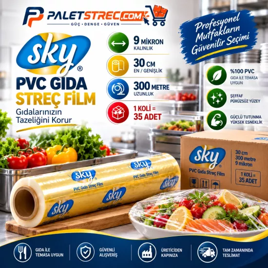 SKY PVC Gıda Streci 30x300 9 Mikron SKY PVC Gıda Streci 30x300 9 Mikron